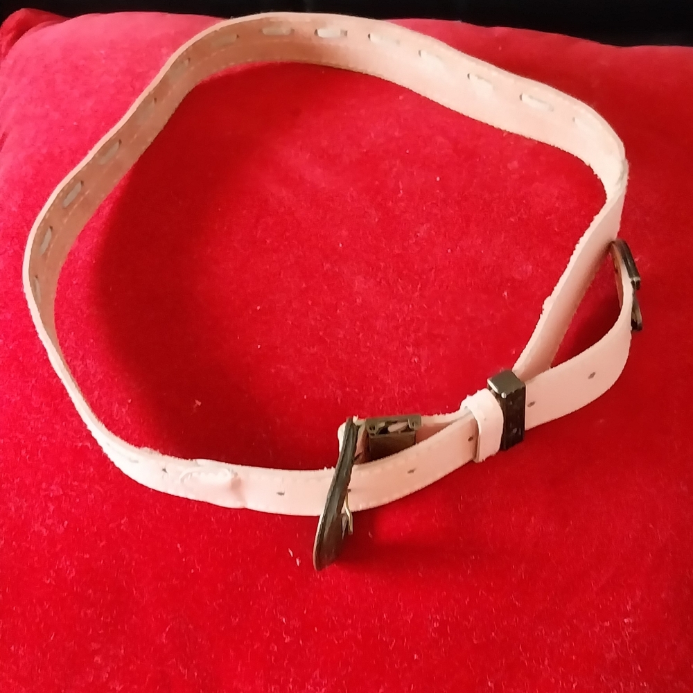 Pink Leather Belt with Decorative Buckle